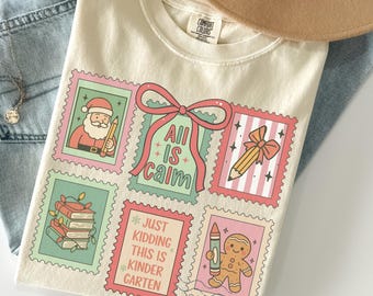 Kindergarten Teacher Christmas Shirt, Comfort Colors Kindergarten Crew Xmas T-shirt, Funny X-Mas Teacher Tee, Kindergarten Teacher Gift