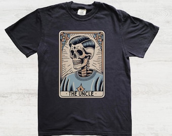 Uncle Shirt, Comfort Colors® Uncle Tarot Card T-shirt, Gift for Uncle, Pregnancy Announcement for Future Uncle, Male Skeleton Tee