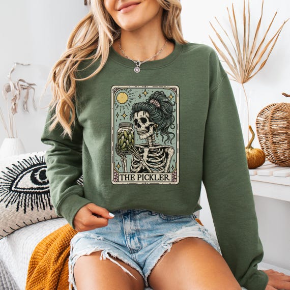 Funny Pickle Shirt, Pickle Lover Tarot Card Sweatshirt, Pickles Crewneck, Gift for Pickle Lover, Canned Pickles, Pickling Season
