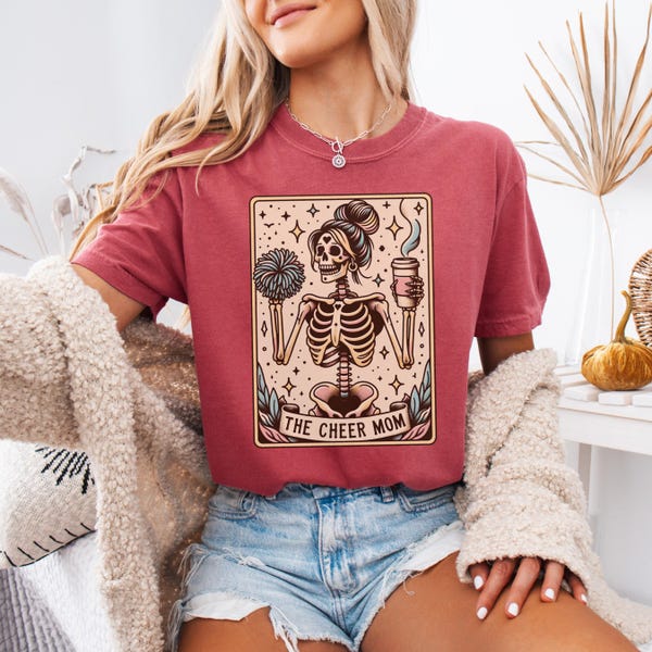 Funny Cheer Mom Shirt, Tarot Card Cheerleading Mom T-Shirt, Comfort Colors Cheerleader Halloween Tshirt, Mother's Day Gift for Cheer Mom