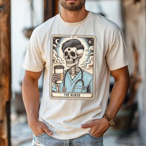 Male Nurse Shirt, Comfort Colors Nurse Man Tarot Card T-shirt, Funny Gift for Male Nurse, Skeleton Nurse, Male Nurse Gifts, Graduation Gift Ivory