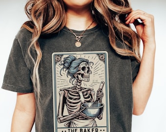 Baker Shirt, Comfort Colors Baker Tarot Card Tshirt, Halloween Funny Homemaker Tee, Cookie Baker, Sourdough Bread Gift, Mother's Day Gift