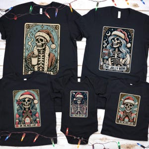 Matching Family Christmas Shirts, Funny Family Christmas Tarot Card T-shirts, Skeleton Holiday Tees, Ugly Xmas Sweater, Matching Family Tee