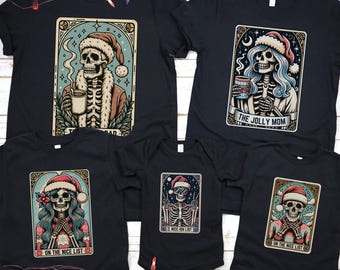Matching Family Christmas Shirts, Funny Family Christmas Tarot Card T-shirts, Skeleton Holiday Tees, Ugly Xmas Sweater, Matching Family Tee