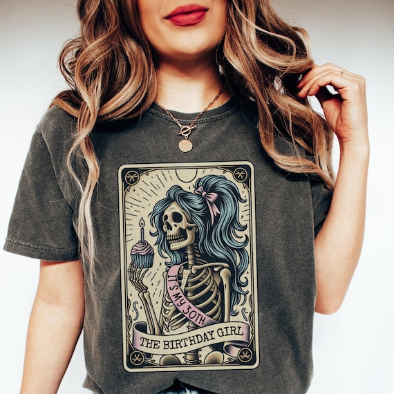 30th Birthday Gift for Her, Comfort Colors 30th Birthday Tarot Card T-Shirt, Funny Skeleton Birthday Celebration Tee, 30th B-day Gift