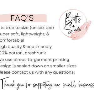 May include: FAQ'S: Fits true to size (unisex tee), super soft, lightweight, and comfortable. High quality and eco-friendly, 100% cotton, preshrunk. We use direct-to-garment printing. Design is scaled down on smaller sizes. Please contact us with any questions! Thank you for supporting our small business!
