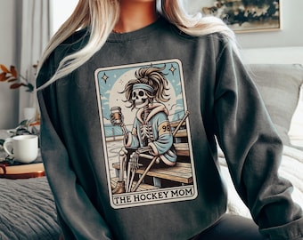 Hockey Mom Sweatshirt, Comfort Colors® Hockey Mom Tarot Card Shirt