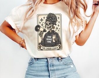 Funny Cheer Coach Shirt, Cheerleading Coach Tarot Card T-Shirt, Comfort Colors Cheerleader Halloween Tshirt, Gift for Cheerleading Coach
