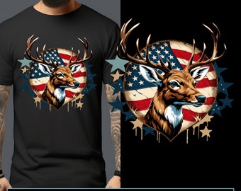 Disegno a sublimazione per la caccia al cervo: bandiera americana invecchiata (download digitale PNG)
