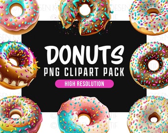 Donut Clipart | Watercolor Donut PNG | Baking Clipart | Dessert Clipart | Donut Party | Food Clipart | Sweets Clipart | Bakery Clipart