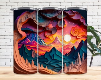Neon Berg Himmel Tumbler Sublimations Design (Digitaler Download)