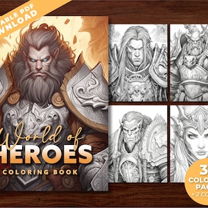Fantasy Heroes Coloring Book: 35 Grayscale Pages (PDF)