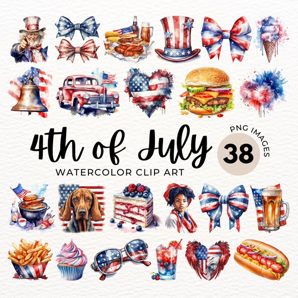 4th of July Clipart | 4th of July PNG | Independence Day Clipart | Patriotic clipart graphics for instant download commercial use
