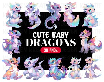 Anime Dragon Clipart: Fantasy Mystic PNG (digital nedladdning)