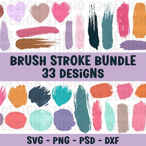 Brush Stroke SVG Bundle - 33 Hand-Drawn Paint Strokes for Cricut, Silhouette, Vinyl Projects, and DIY Crafts - Instant Digital Download