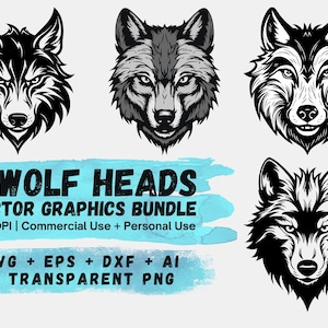 Wolf Kopf SVG Bundle: Logo-Design, Vinyl-Projekte (Digitaler Download)