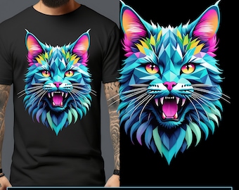 Gatto pastello geometrico PNG: design streetwear gotico (download digitale)