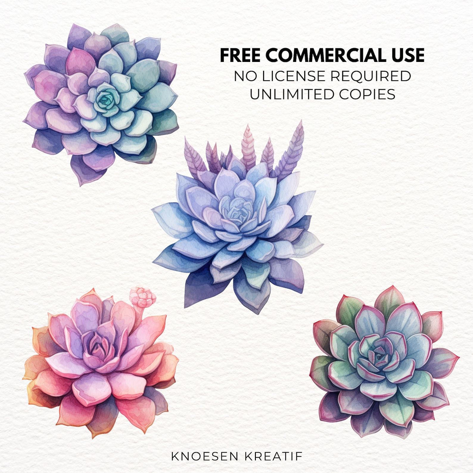 Watercolor Succulent Clipart Bundle: 16 Floral PNG Images (digital ...