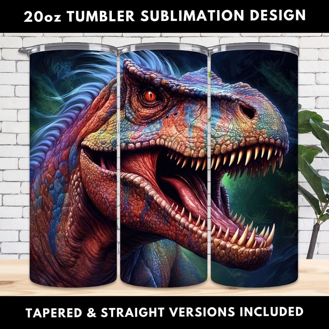 Velociraptor Tumbler Sublimation Design: 20oz Dinosaur Wrap (digital ...