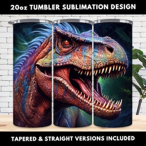 Jurassic Velociraptor 20oz Sublimation Tumbler - Dinosaur Decorative Gift for Kids and Adults, Realistic Dinosaur 9.2 x 8.3 Tumbler Wrap PNG