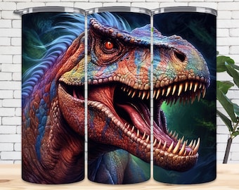 Disegno a sublimazione per tumbler Velociraptor: pellicola per dinosauri da 20 once (download digitale)