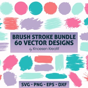 Paquete SVG de pinceladas: 60 pinceladas dibujadas a mano para Cricut, Silhouette, proyectos de vinilo y manualidades. Descarga digital instantánea.