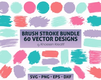 Pacchetto SVG Brush Stroke: 60 pennellate disegnate a mano (download digitale)