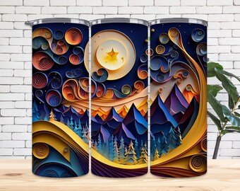 3D Nordlichter Becher Sublimationsdesign: 20 oz Skinny Wrap (Digitaler Download)