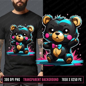 Teddy Bear Chibi PNG: Urban Streetwear Design (Digital Download)