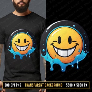 Smiley Face Drip png for Colorful png design. Png for shirt, sublimation designs for urban design and streetwear