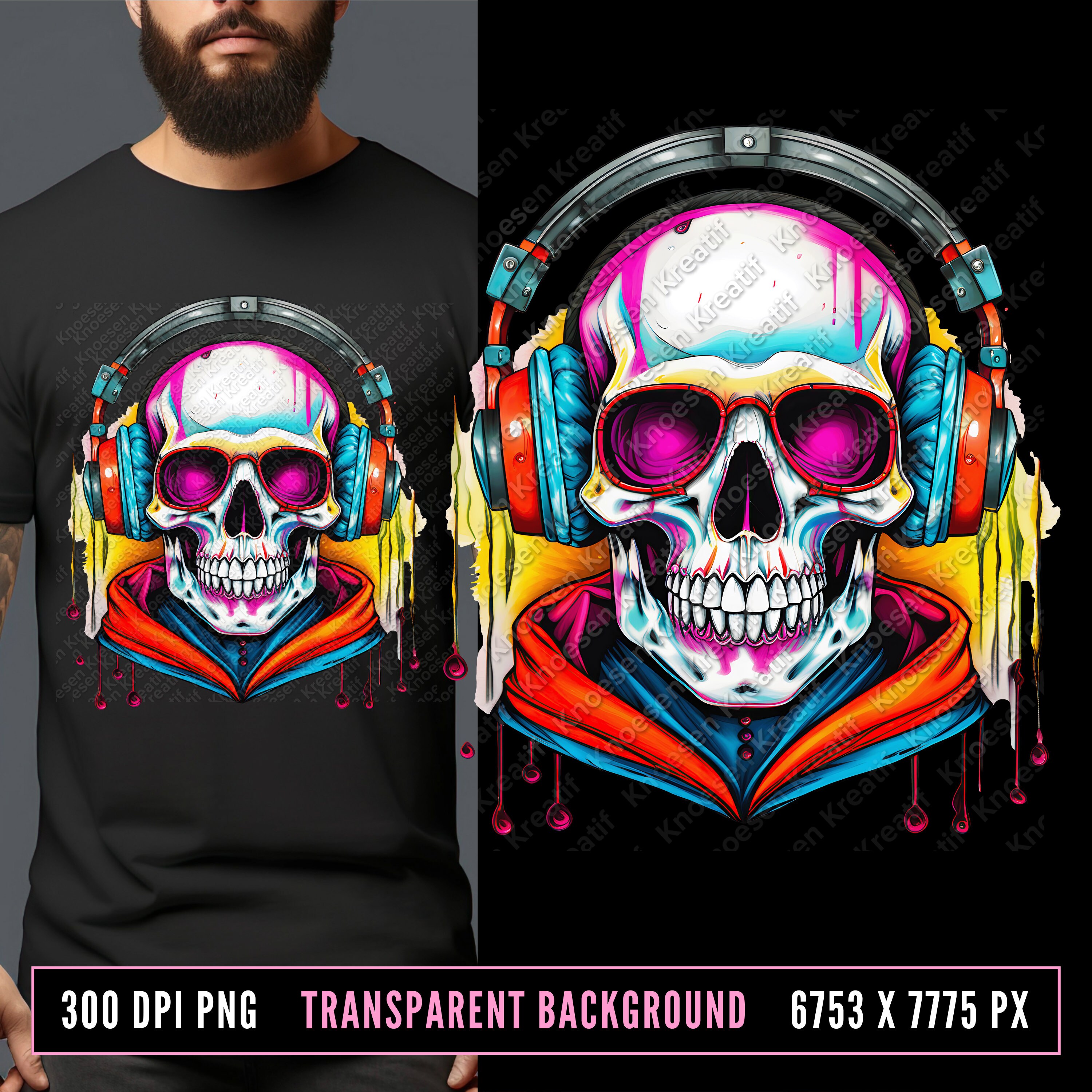 Happy Skull Beats Psychedelic Music Art | Premium AI