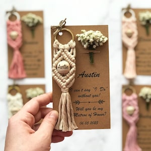 Cadeau de fête nuptiale pour proposition de demoiselle d'honneur, cadeaux de porte-clés nom de demoiselle d'honneur, cadeaux de noce pour demoiselle d'honneur, coffrets cadeaux