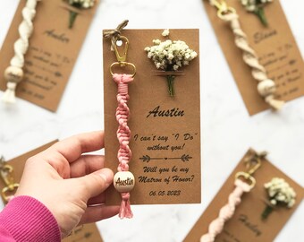 Personalized Will You Be My Bridesmaid Gifts, Bridesmaid Proposal Box Gifts, Tie The Knot Gifts, Maid of Honor Proposal Gifts, Name Keychain