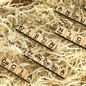 Custom Chemistry Name Keychain Gift, Periodic Table Element Keychain ...