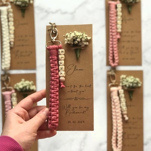Bridesmaid Thank you Gift, Will You Be My Bridesmaid Gift, Bracelet Name Keychain, Wristlet Keychain, Maid Of Honor Proposal Gift From Bride
