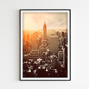 Póster de Nueva York, Impresión de arte Empire State de Nueva York, Arte fotográfico del paisaje de la ciudad de Nueva York, Arte de pared de viajes, Decoración fotográfica de edificios