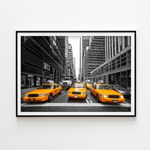 New York poster, Yellow Taxi, New York streets, city travel art print.