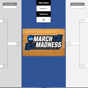 NCAA March Madness Tournament Bracket - Excel Spreadsheet