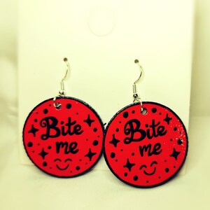 Bite Me Earrings - Small Red Circle