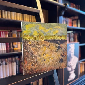 Descongelado - Pintura acrílica abstrata original em mídia mista, pequeno quadrado, decoração de contraste interno, arte cativante apresentável