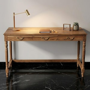 Handmade Reclaimed Teak Wood Desk with Drawers | Modern Office Table, Home Office, Vintage Style