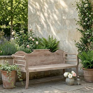 Reclaimed Teak Wood Garden Bench: Rustic Farmhouse Entryway Bench