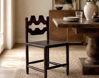 Reclaimed Wood Dining Chair, Modern Minimalist Kitchen Seating, Rustic Living Room Accent.