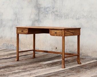 Vintage Writing Desk With 2 Drawer, Traditional Design Office Desk, Rustic Writing Desk, Reclaimed Teak Wood Home Office Desk, Standing Desk