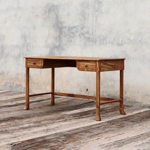 Vintage Writing Desk With 2 Drawer, Traditional Design Office Desk, Rustic Writing Desk, Reclaimed Teak Wood Home Office Desk, Standing Desk