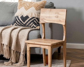 Reclaimed Teak Dining Chair: Modern Minimalist Solid Wood Kitchen & Dining Seating