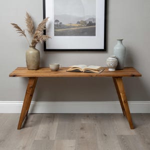 Reclaimed Teak Wood Dining Table: Rustic Kitchen Table with Tapered Legs