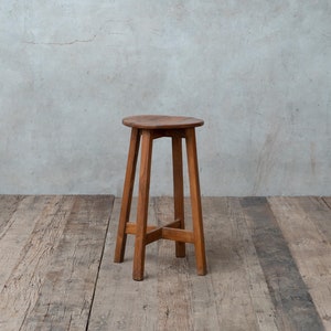 Curved Top Counter Stools, Reclaimed Teak Wood Bar Stool, Round Top Kitchen Counter Height Stools, Modern Counter stools, Wood Counter Stool