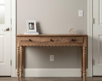 Reclaimed Teak Entryway Console Table: Farmhouse Hall Table with Drawers, Solid Wood Furniture