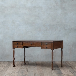 Traditional Desk With 5 Drawers, Rustic Writing Desk, Reclaimed Teak Wood Home Office Desk, Office Desk With drawer, Vintage Desk For Study
